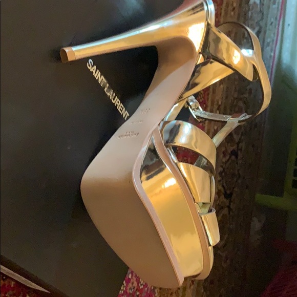 Yves Saint Laurent YSL Tribute Heels | Mercari Gorgeous gold YSL tribute sandals